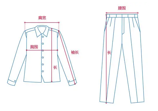 定做工作服測量展示圖，短袖工作服定做，冬季工作服定做